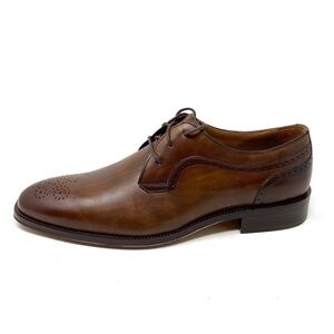 Johnston & Murphy Boydstun Plain Toe Medallion Tan Italian Calfskin